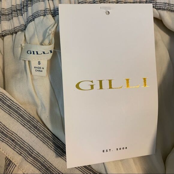 NWT Gilli Wide Leg, Linen Blend Striped Ankle Pants - Picture 10 of 13